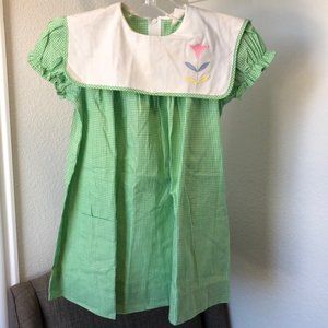 Vintage Lisa Jackson green gingham bib dress spring summer